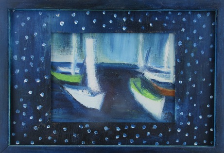 Segelboote_Cafè_Stella_Polare-Öl_auf_Karton-und-Holz_22x32cm